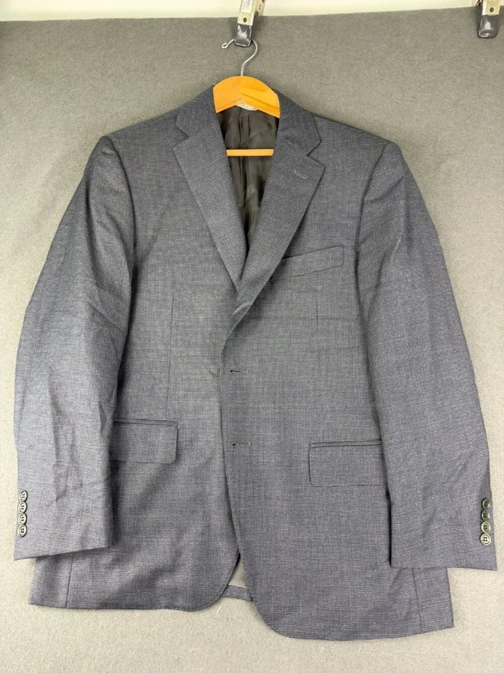 Canali Mens Gray Blazer Jacket Houndstooth Notch Lapel Double Vented Italy Made